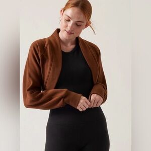 EUC Athleta Retroplush Cropped Wrap Sweater Sz Large Open Cardigan Cotton Blend